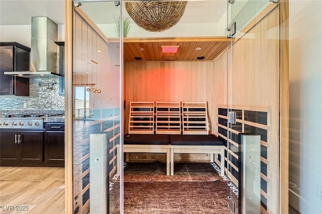 view of sauna / steam room featuring hardwood / wood-style floors