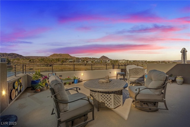 view of patio featuring a mountain view