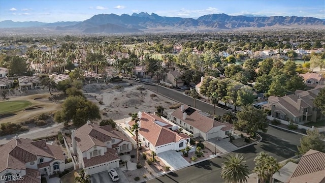 aerial view with a mountain view