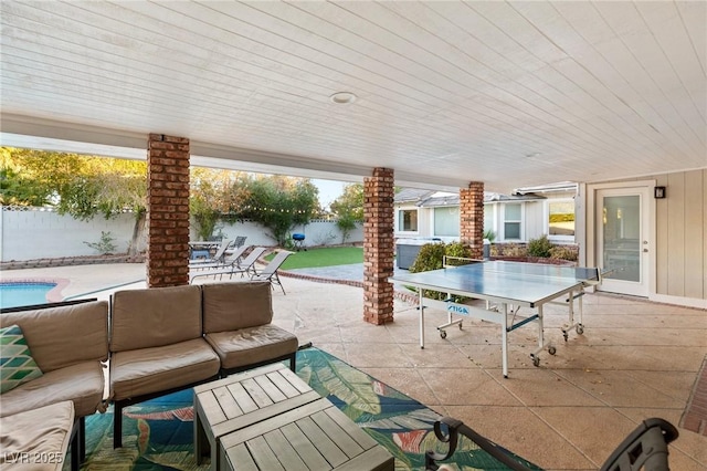 view of patio / terrace featuring an outdoor living space