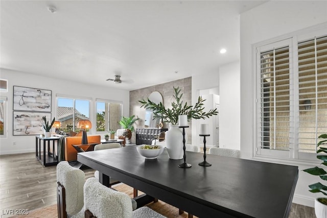 10300 Bent Brook Pl, Las Vegas, NV 89134 - dining space with recessed lighting, baseboards, and wood finished floors