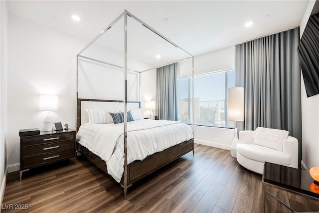 bedroom featuring dark wood-type flooring