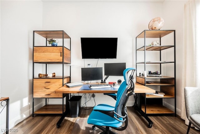 office area featuring dark hardwood / wood-style flooring