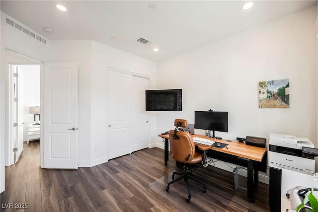 office featuring dark hardwood / wood-style floors