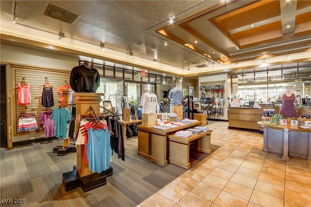 interior space featuring light tile patterned floors