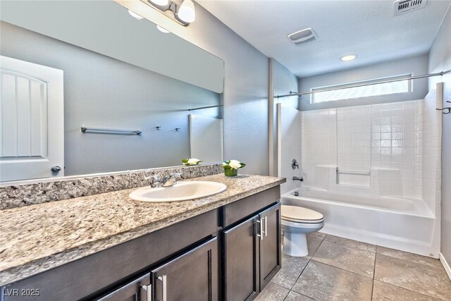 full bathroom featuring vanity, toilet, and shower / bath combination