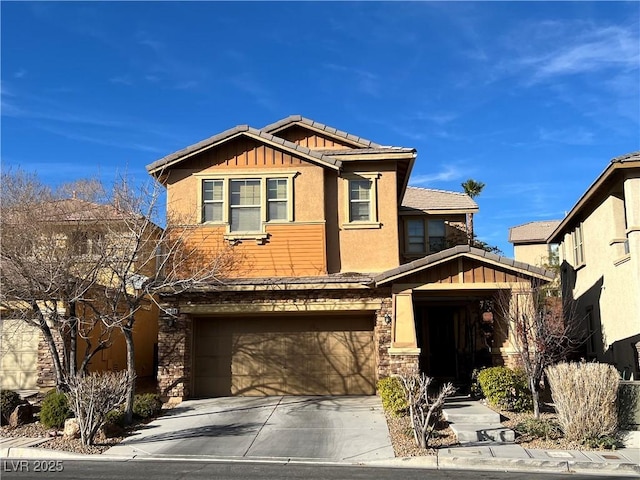 view of front of property with a garage