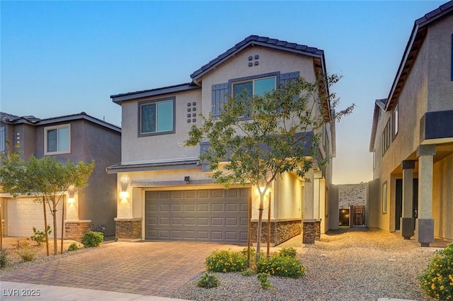 view of front of house with a garage