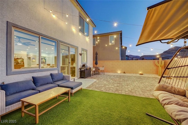 exterior space with an outdoor hangout area