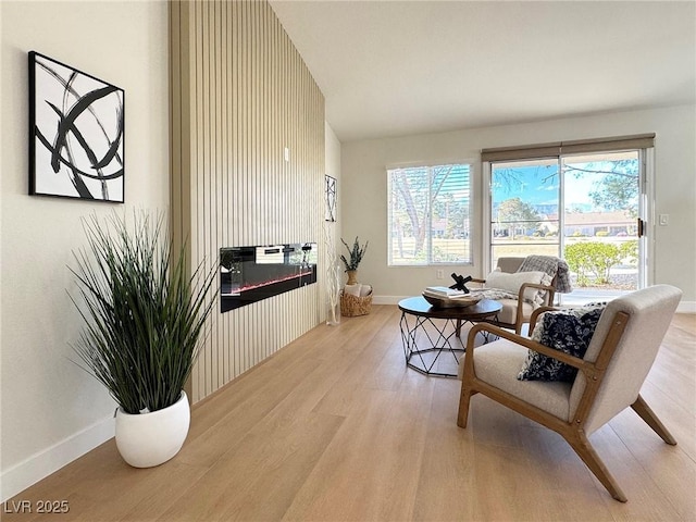 living area with light wood-type flooring