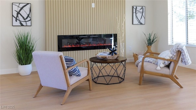 living area featuring hardwood / wood-style flooring