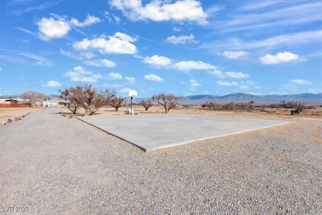 exterior space featuring a mountain view