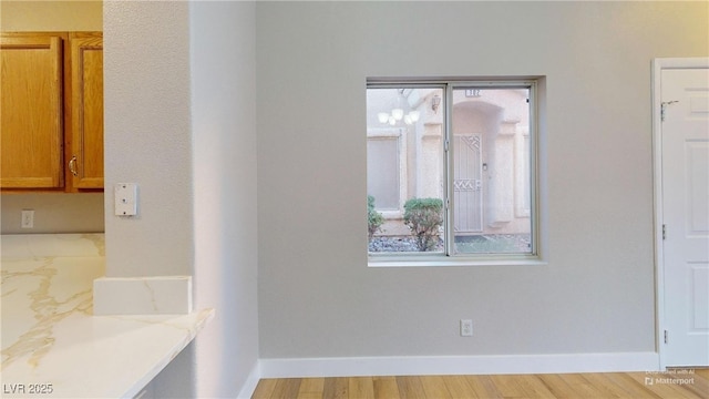 interior space with light hardwood / wood-style floors