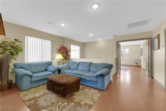 living room featuring light hardwood / wood-style floors