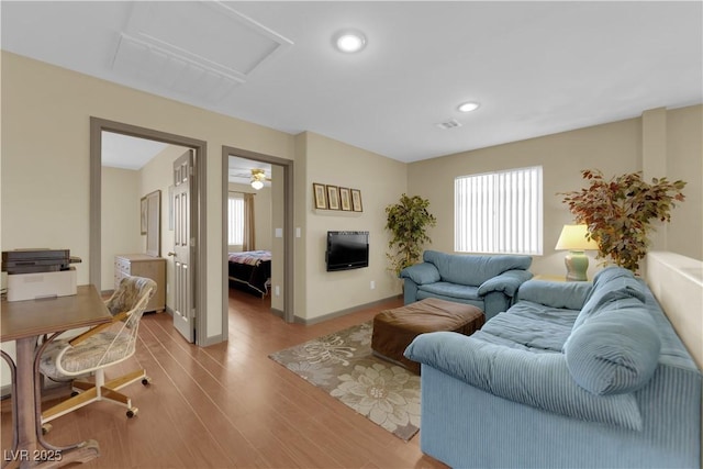 living room featuring light hardwood / wood-style flooring