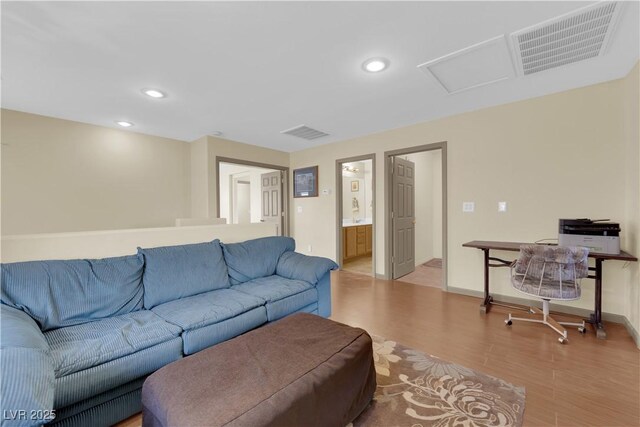 living room with light wood-type flooring