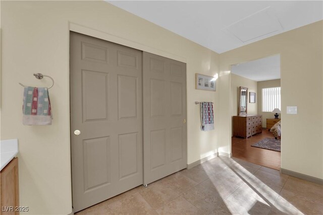 interior space featuring light tile patterned flooring