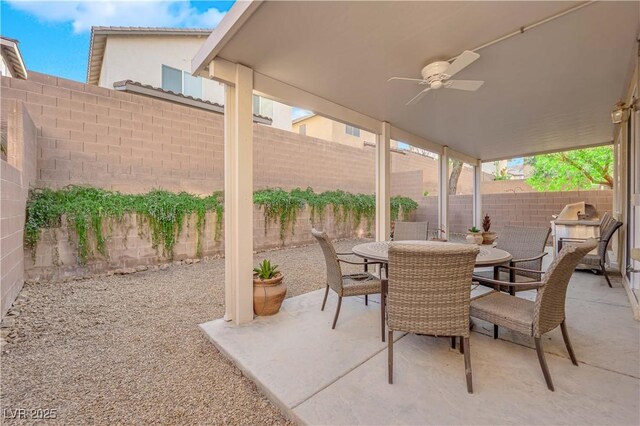 view of patio / terrace with ceiling fan