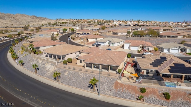 aerial view featuring a residential view and a mountain view