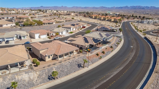 aerial view featuring a residential view and a mountain view