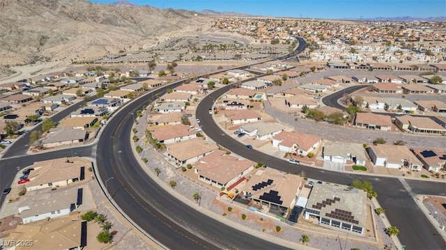 drone / aerial view with a mountain view and a residential view