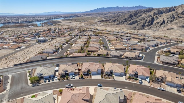 birds eye view of property featuring a residential view and a mountain view