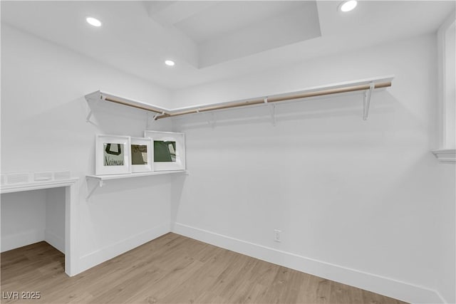 walk in closet featuring light hardwood / wood-style floors