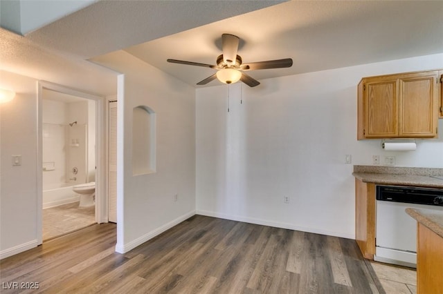 interior space featuring ceiling fan and hardwood / wood-style floors