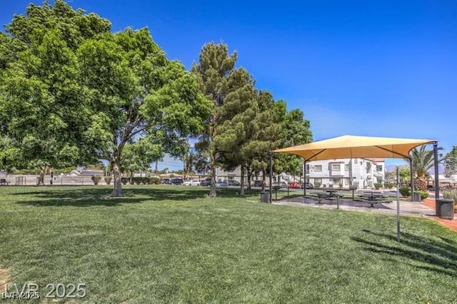 view of community featuring a lawn