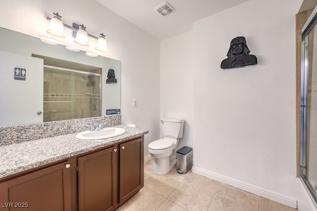 bathroom featuring tile patterned floors, vanity, and toilet