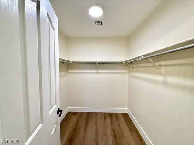 walk in closet featuring wood-type flooring