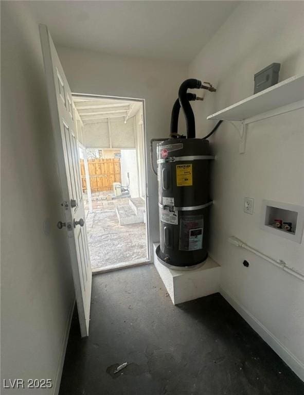 utility room featuring water heater