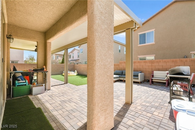 view of patio featuring an outdoor living space