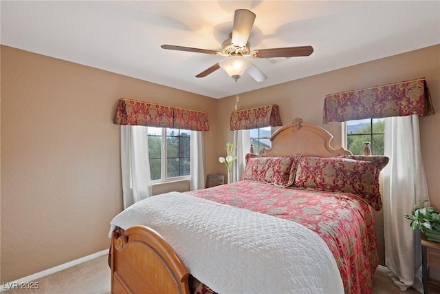 bedroom with carpet and ceiling fan