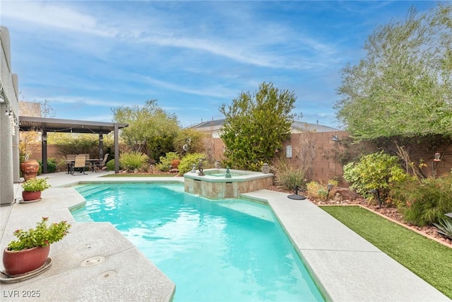 view of pool with an in ground hot tub and a patio area