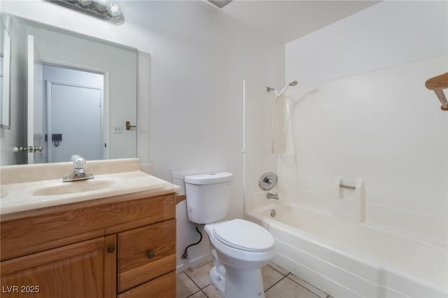 full bathroom featuring tile patterned flooring, vanity, toilet, and shower / bathtub combination