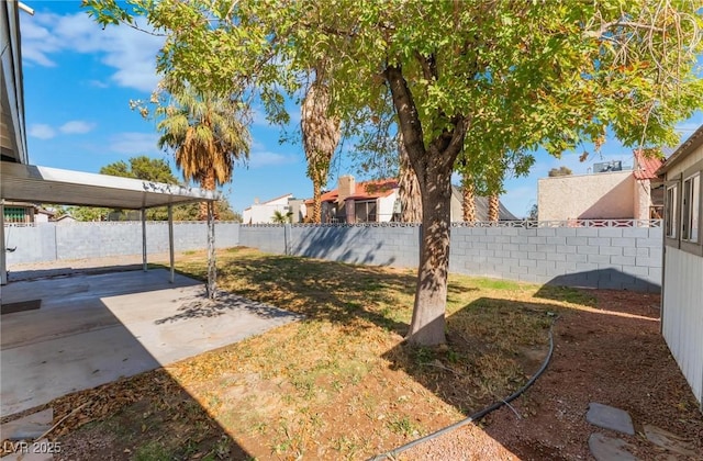 view of yard with a patio