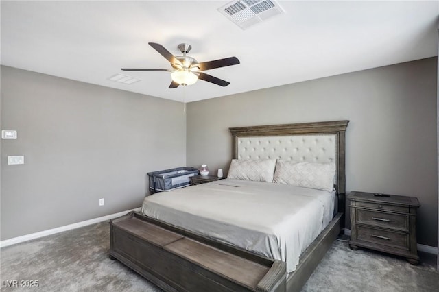 bedroom with carpet and ceiling fan