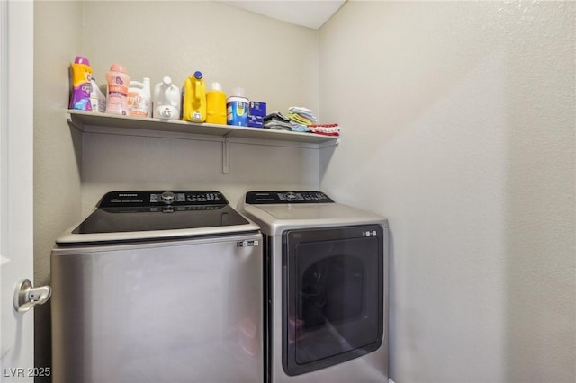 washroom with separate washer and dryer