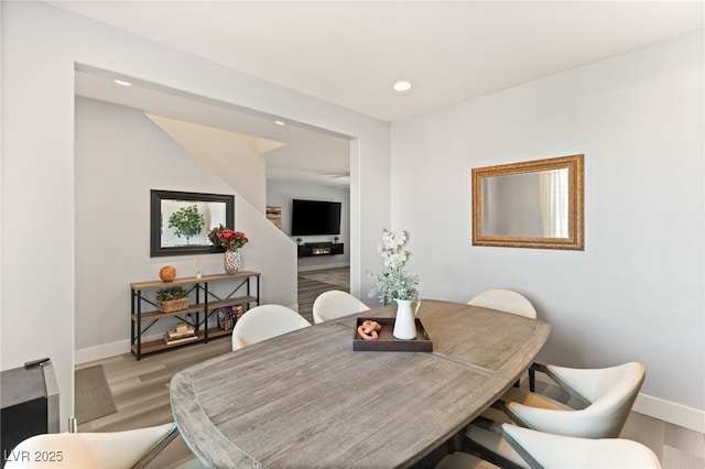 dining area featuring light hardwood / wood-style floors