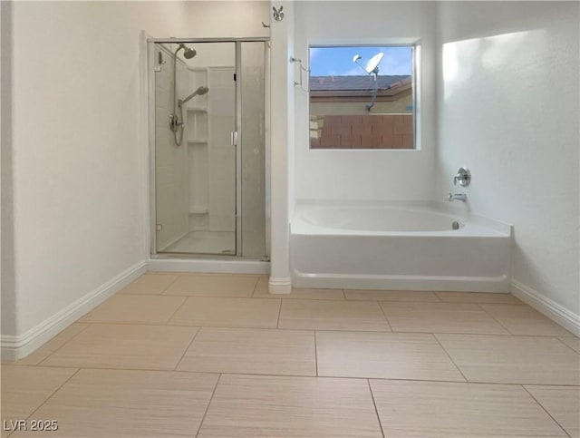 bathroom with independent shower and bath