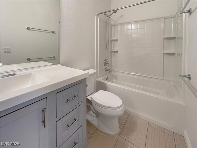 full bathroom featuring vanity, shower / bathing tub combination, and toilet