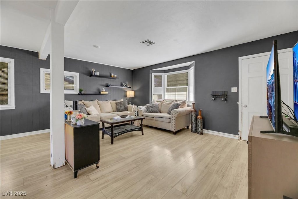 living room featuring light hardwood / wood-style floors