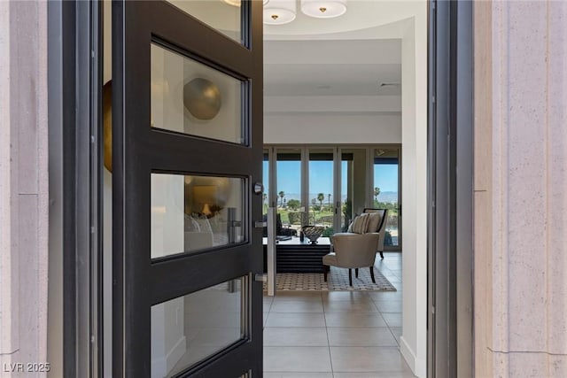 interior space with tile patterned flooring