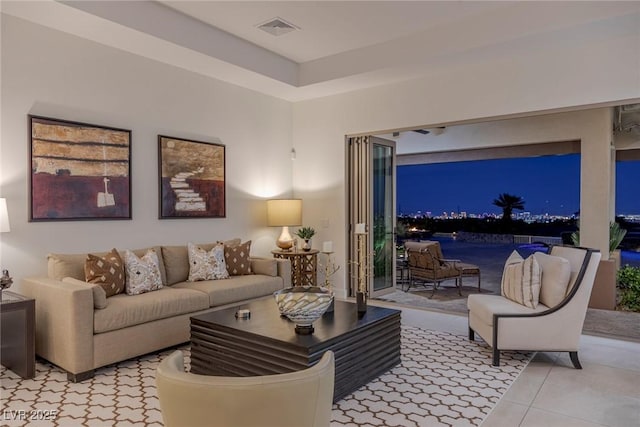 view of tiled living room