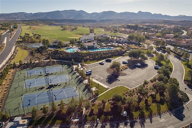 bird's eye view with a mountain view