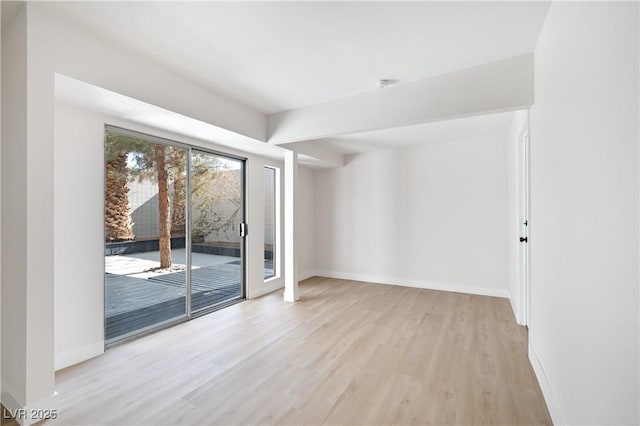 unfurnished room with light hardwood / wood-style flooring