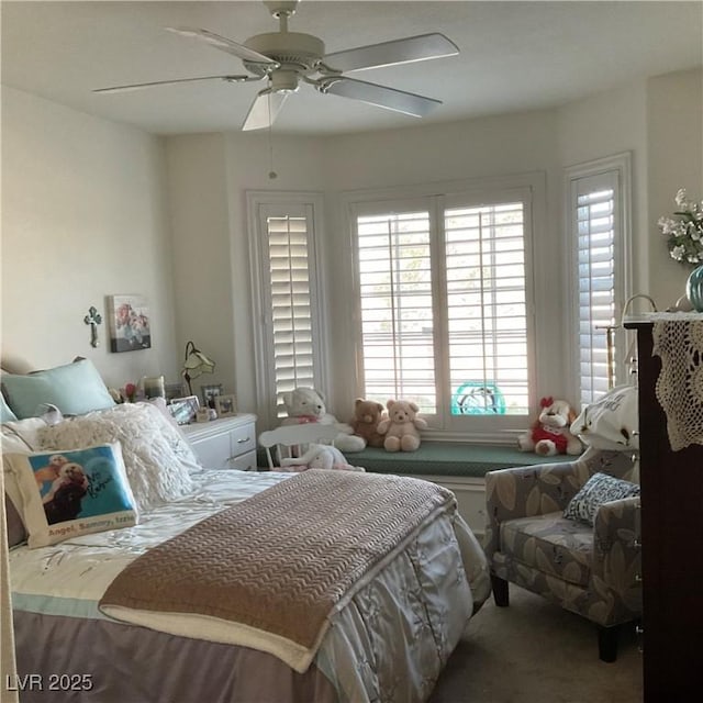 bedroom featuring ceiling fan