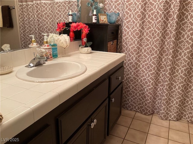 bathroom featuring vanity and tile patterned floors