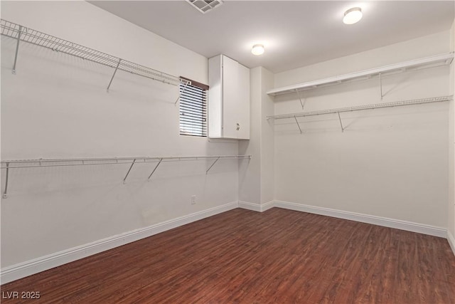 walk in closet featuring dark hardwood / wood-style floors